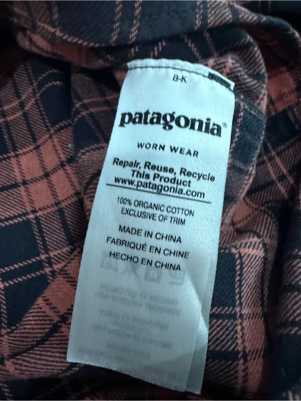 PATAGONIA Plaid Organic Cotton Flannel Long Sleeve Button Down Shirt Men Size: L